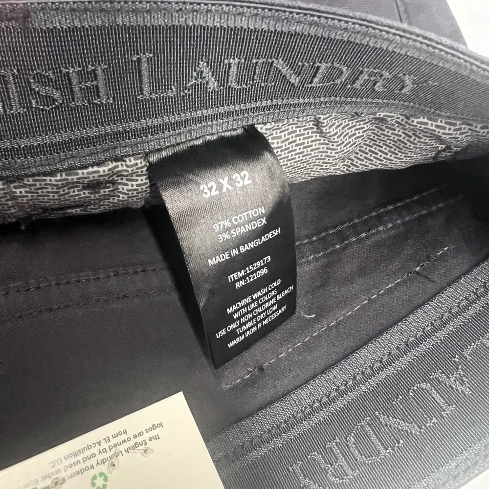 NWT English Laundry Slim Straight Chinos Black‎ Mens Size 32x32 Cotton Spandex